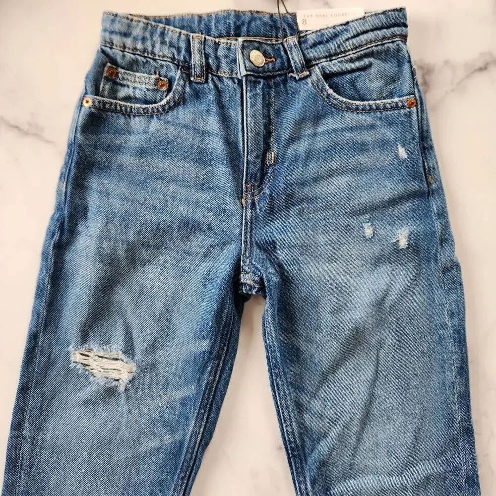 Zara boys 8 year blue jeans the real loose fit authentic denim distressed